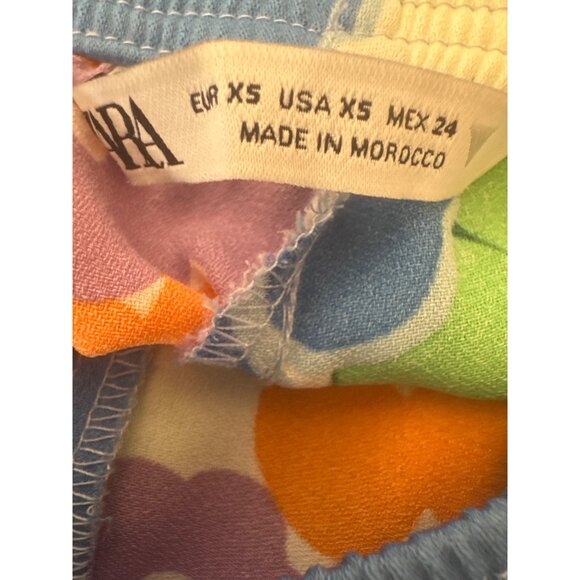 2/$30 Zara XS Wide-Leg Floral Print Pants Elastic Waist - Picture 7 of 14